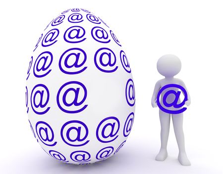 3d render: female and easter egg in emailの写真素材