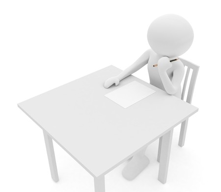 3d render series: person is thinking what to writeの写真素材