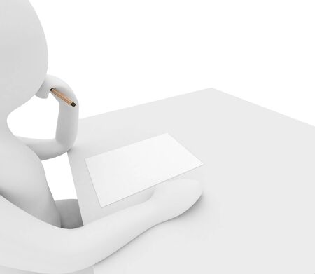 3d render series: person is thinking what to writeの写真素材