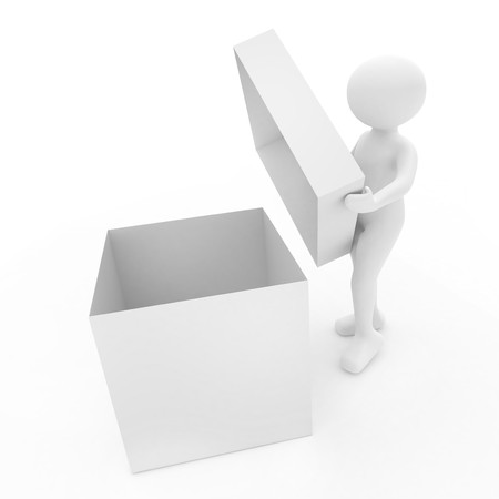 3d render: person with white boxの写真素材