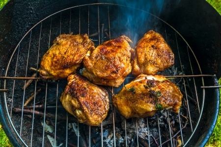 Baked Chicken legs on the grillの写真素材