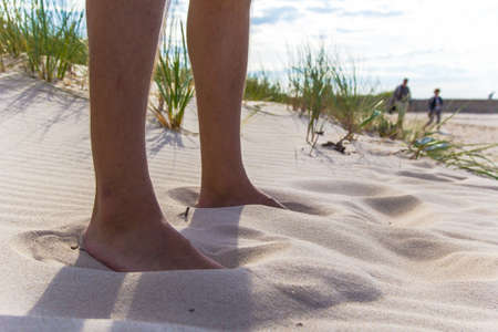 View of the legs on the beach - close-upの写真素材