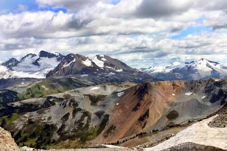 The rocky mountains with some snow left overの写真素材