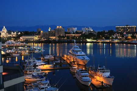 A scene of victoria during night timeの写真素材