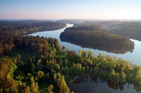 Lake W?giel Masuria Poland sunrise.の写真素材