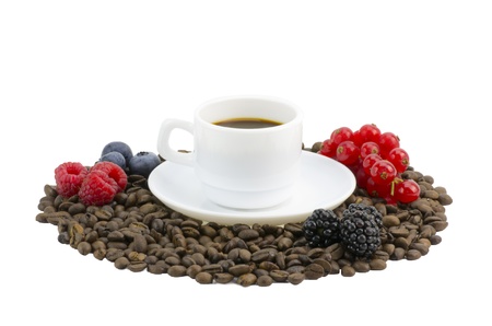 Coffe and wild berriesの写真素材