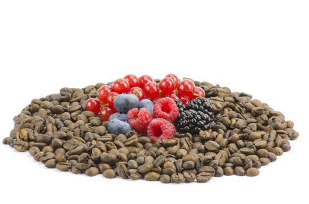 Coffe and wild berriesの写真素材