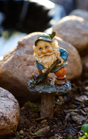 Garden gnome with a shovel.の写真素材