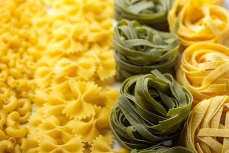 Different types of raw pastaの写真素材