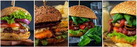 Collage of various hamburgersの写真素材