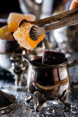 Fresh home marmalade in Turkish style in metal dishesの写真素材