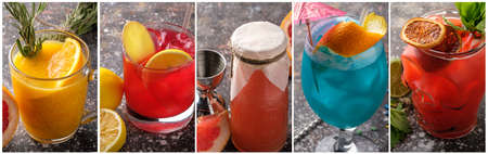 Collage of various cocktails の写真素材