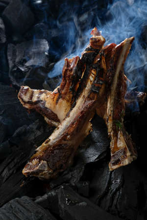 Lamb ribs on the coals. Rack of lamb.の写真素材