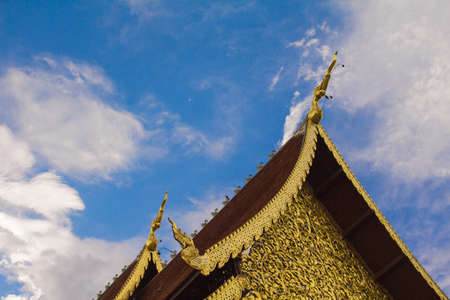 The upper part of the temple wat chedi luangの写真素材