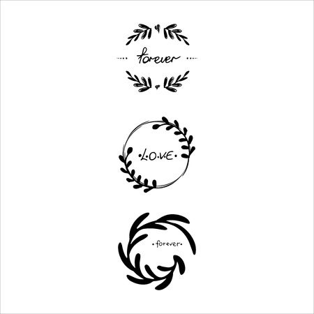 wreath hand drawn monochrome vectorのイラスト素材