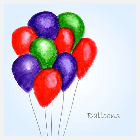 watercolors balloons red  blue and greenのイラスト素材
