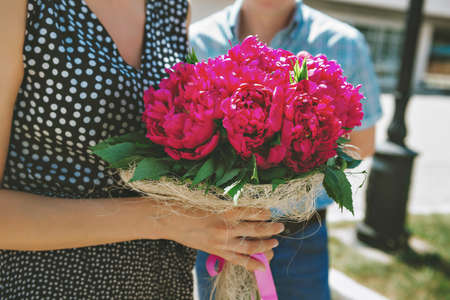 gentle pink and white bride's bouquetの写真素材