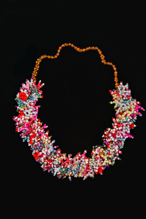 necklace on a black background in close upの写真素材