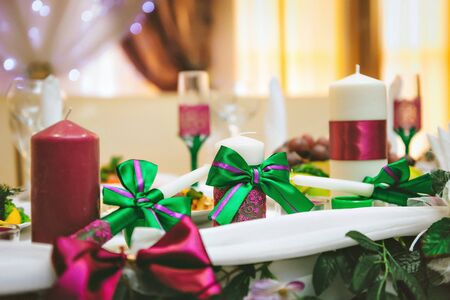 Newlyweds during sand ceremony at a wedding.の写真素材