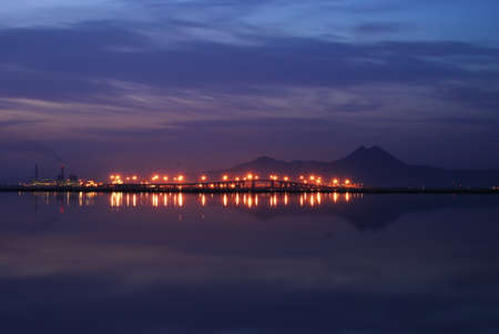 Bridge and light in the morning at Tunis lake, Tunisia 