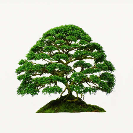 Bonsai tree - Murraya paniculata Dwarf on bright backgroundの写真素材