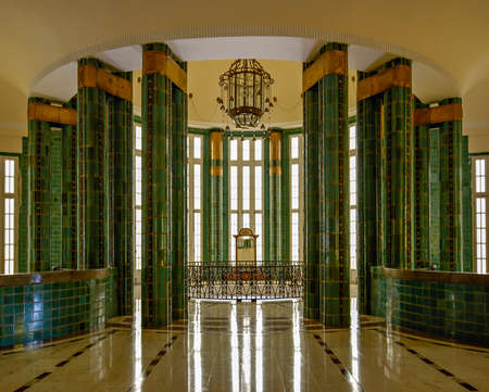 PHETCHABURI, THAILAND - AUG 30: Terrace and pillar with window light in Phra Ramratchaniwet Palace, on 30 August 2008, Phetchaburi, Thailandのeditorial素材
