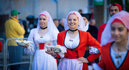 SASSARI, ITALY - May 19th, 2019- Sardinian cavalcade, traditional Sardinian clothes
