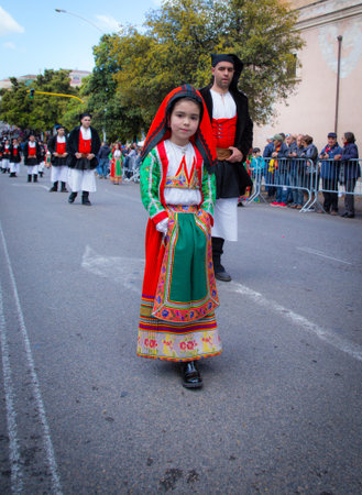 SASSARI, ITALY - May 19th, 2019- Sardinian cavalcade, traditional Sardinian clothesのeditorial素材
