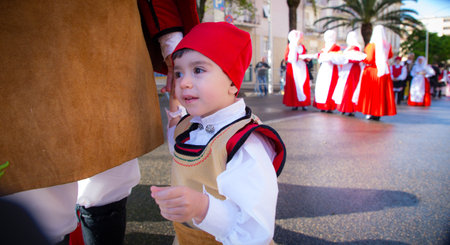 SASSARI, ITALY - May 19th, 2019- Sardinian cavalcade, traditional Sardinian clothes