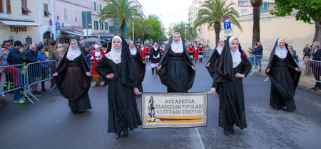SASSARI, ITALY - May 19th, 2019- Sardinian cavalcade, traditional Sardinian clothes