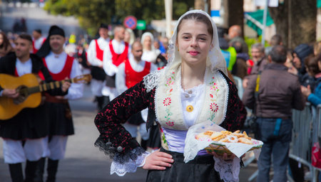 SASSARI, ITALY - May 19th, 2019- Sardinian cavalcade, traditional Sardinian clothesのeditorial素材