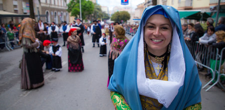 SASSARI, ITALY - May 19th, 2019- Sardinian cavalcade, traditional Sardinian clothesのeditorial素材
