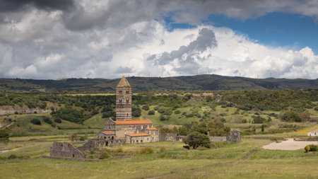 View at the Basilica Holy Trinity of Saccargia, codrongianus sassariの写真素材