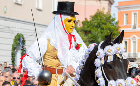 Traditional mask of the horse Sartiglia race in Sardinia