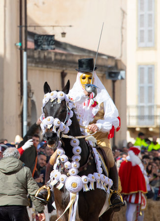 Traditional mask of the horse Sartiglia race in Sardiniaのeditorial素材