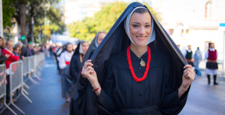 SASSARI, ITALY - May 19th, 2019- Sardinian cavalcade, traditional Sardinian clothesのeditorial素材