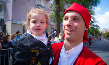 SASSARI, ITALY - May 19th, 2019- Sardinian cavalcade, traditional Sardinian clothesのeditorial素材