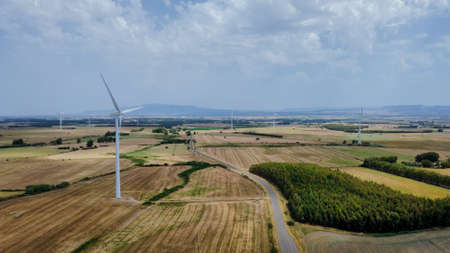 wind turbine with gray sky, guspini, south Sardinia