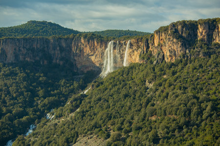 lequarci waterfalls in the town of ulassai, central sardiniaの写真素材