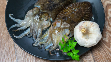 fresh cuttlefish ready to be cooked