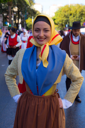 SASSARI, ITALY - May 19th, 2019 - feast of the Sardinian horse ride of Sassari, parade of typical Sardinian costumesのeditorial素材