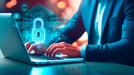 Cyber security, Data protection, information safety and encryption. Internet technology and business...