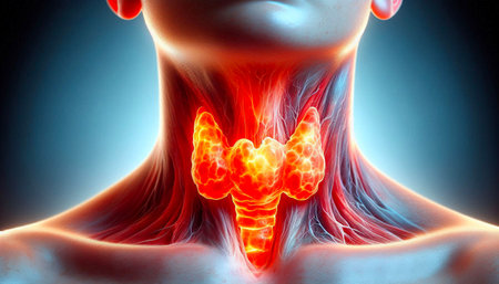 Inflamed Thyroid Gland â Hypothyroidism or Hyperthyroidism Medical Illustrationの写真素材