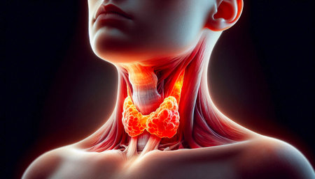 Inflamed Thyroid Gland â Hypothyroidism or Hyperthyroidism Medical Illustrationの写真素材