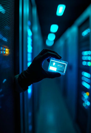 Cybercriminal Stealing Identity from Server, Identity Theft Concept