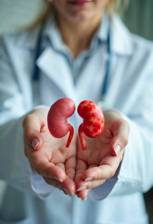 Doctor Holding an Inflamed Pancreas Model, Medical Care and Awarenessの写真素材