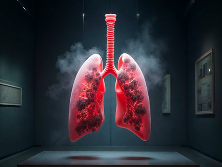 Conceptual lungs turning into dust, symbolizing air pollution in the cityの写真素材