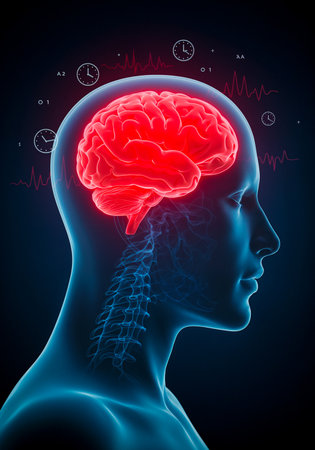 human brain highlighting headache and neurological pain concept