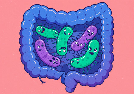 Escherichia Coli in Human Intestine â Cute Microbiota Illustrationの写真素材