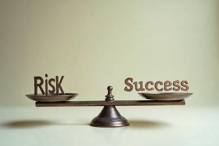 Scales with the word risk, success and success on it.の素材
